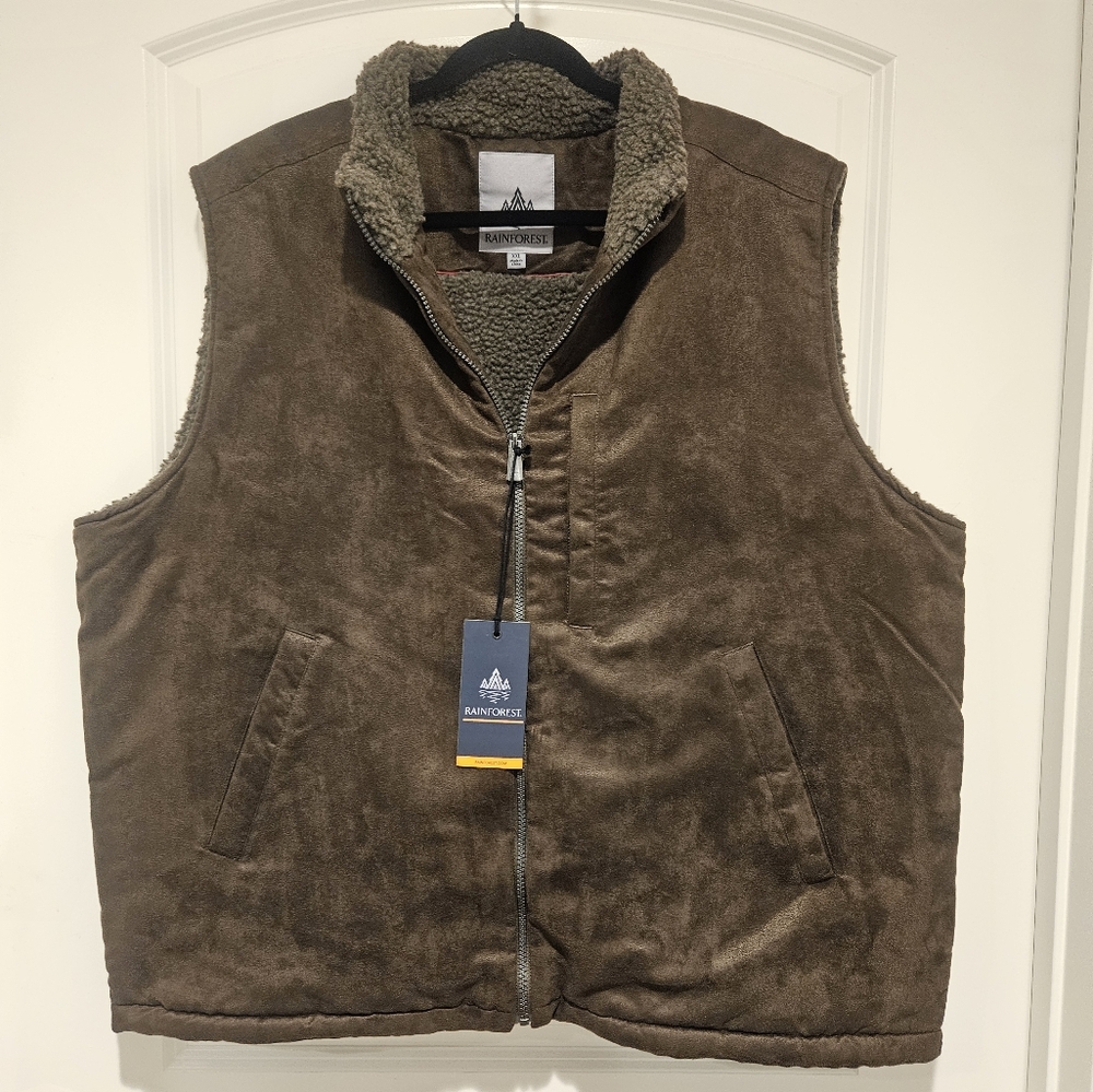 Rainforest Brown Suede Fleece Vest #757-2
